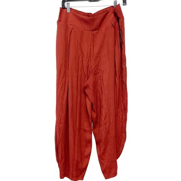 Halara Women's Rust High Waisted Pocket Barrel Leg Casual Joggers Size L - Picture 1 of 4